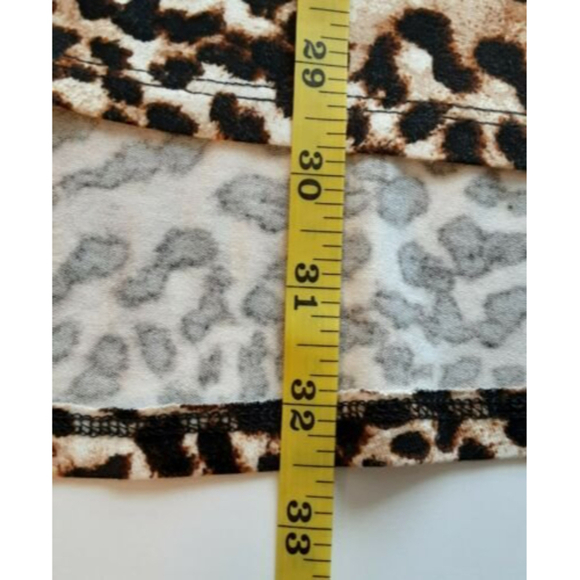 New Directions Size L Women's Leopard Print Button Up Long Ruched Sleeve - Picture 7 of 7